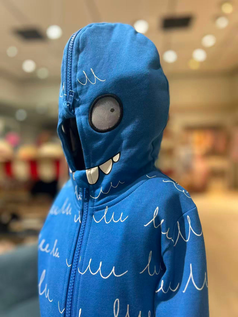 Stella McCartney Kids Stella McCartney Kids Boys Blue Cotton Zip-Up Yeti Hoodie