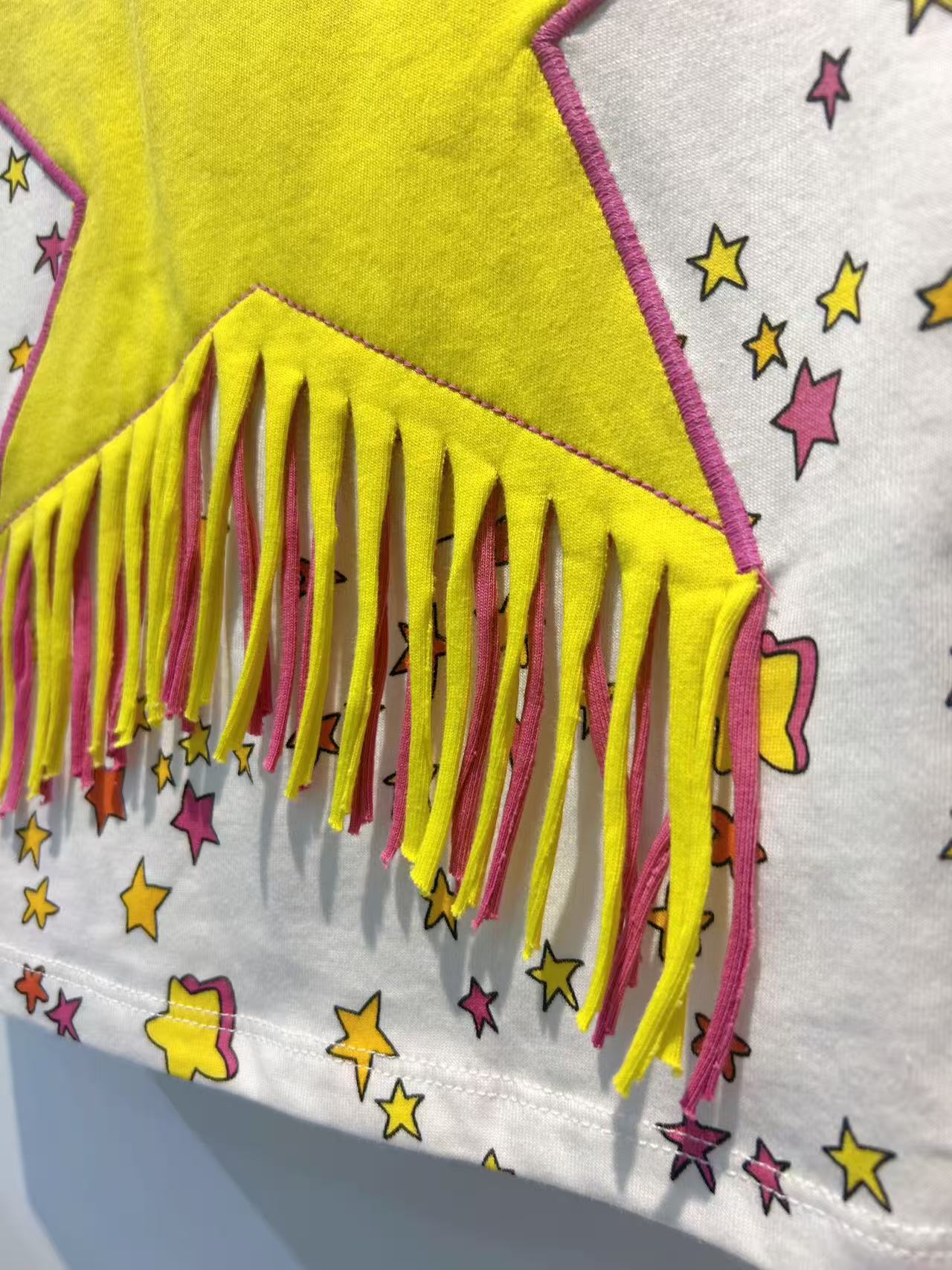 Stella McCartney Kids Star Graphic Fringed T-Shirt