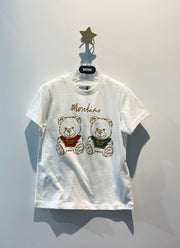 Moschino Kids Short Sleeve T-shirt With Drawing Print Of Two Bears Logo