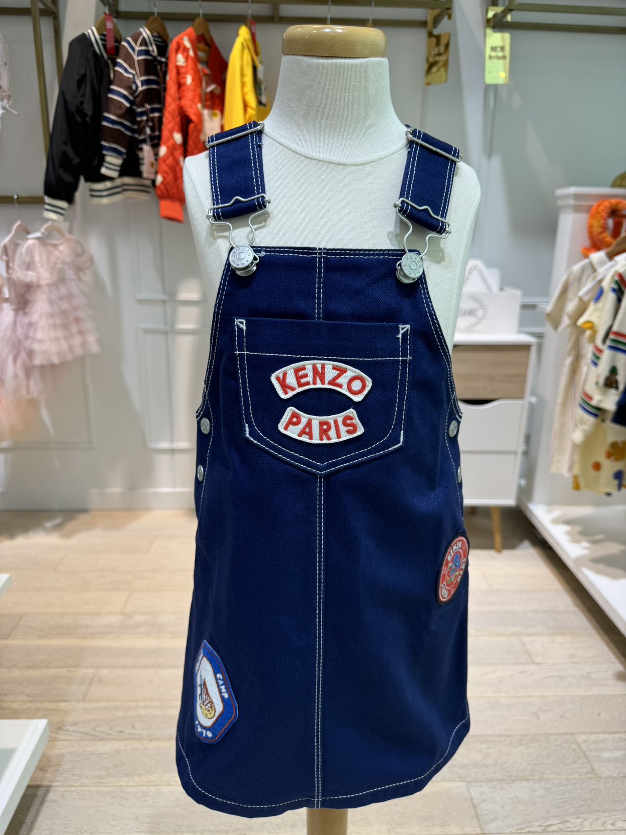 Kenzo Girls Navy Blue Cotton Dungaree Dress – Enfance Baby