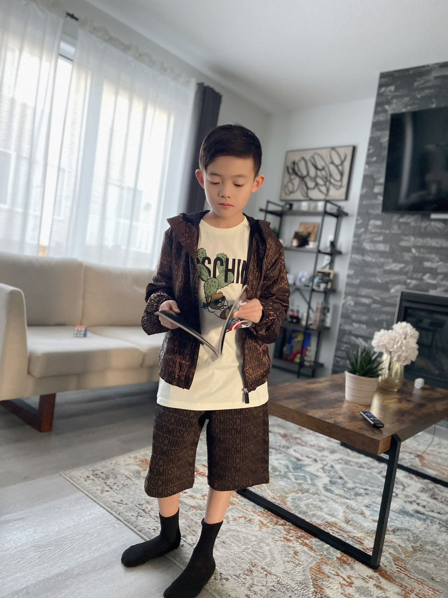 Moschino Kids Allover Logo Nylon Windbreaker