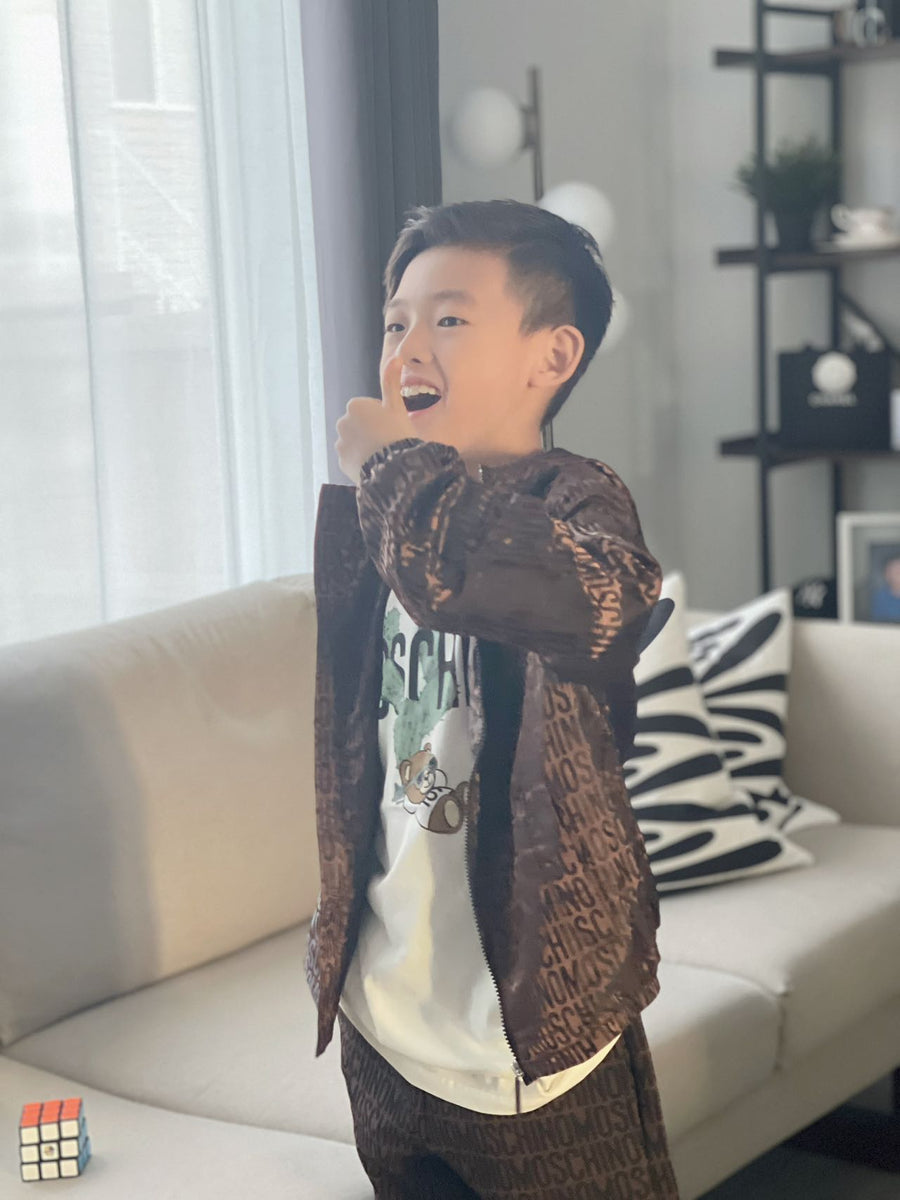 Moschino Kids Allover Logo Nylon Windbreaker