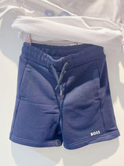 Boss Boys White & Blue Cotton Shorts Set