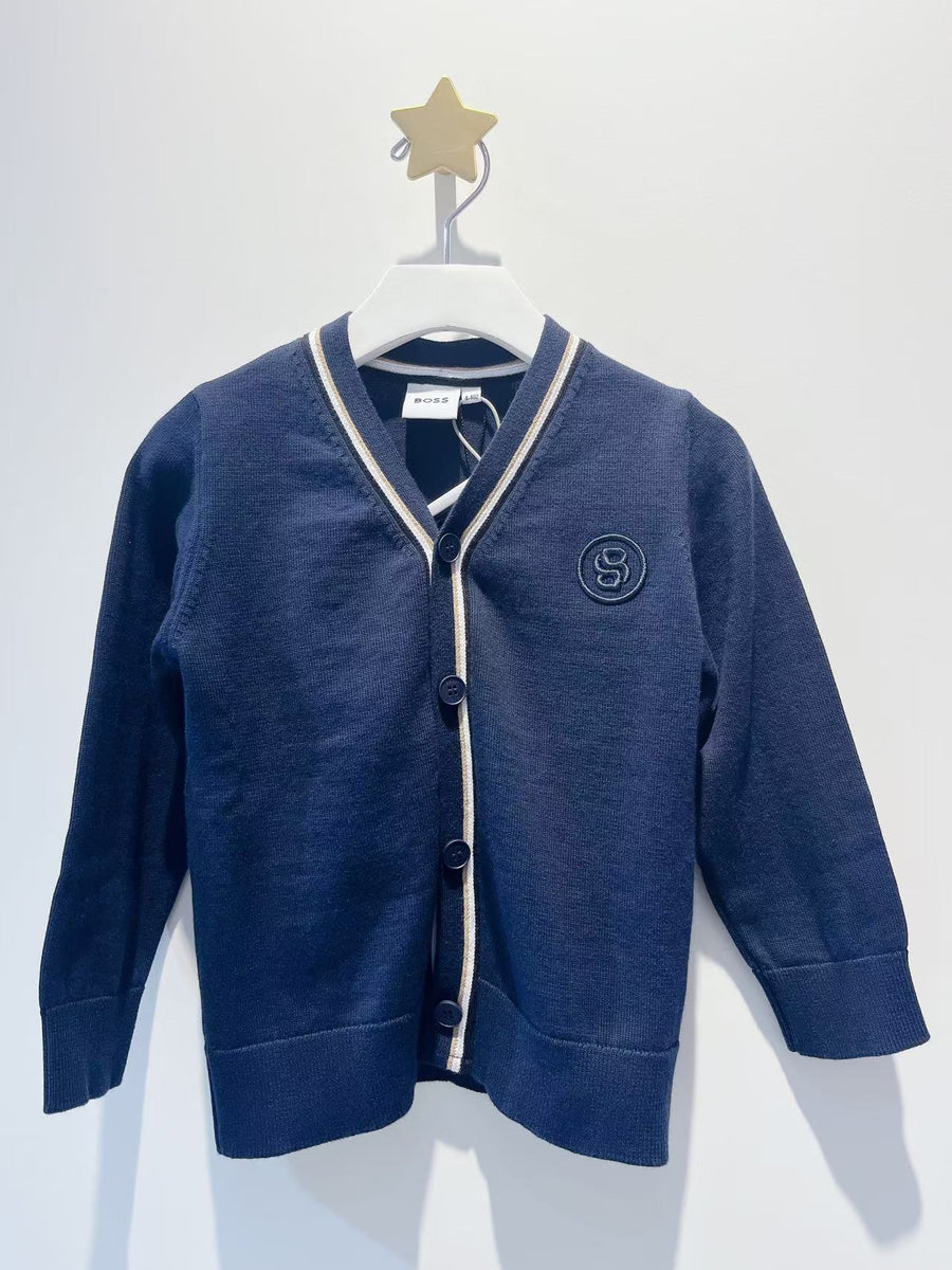 Boss Boys Logo Embroidered Cotton Cardigan
