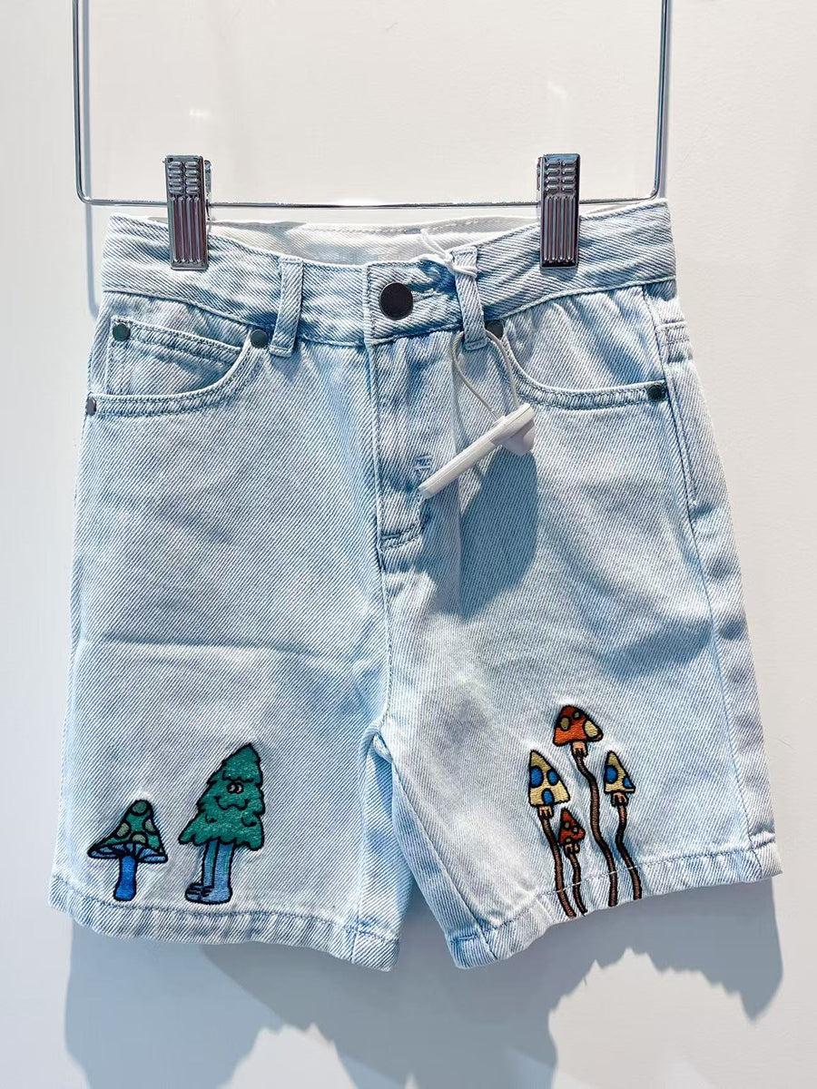 Stella Kids Boy Denim Shorts with Magic Land Embro