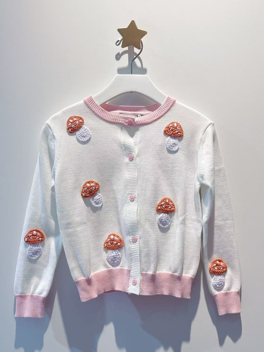 Stella Kids Girl Mushroom Crochet Cardigan