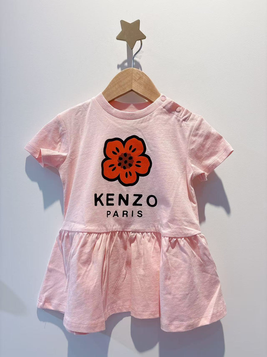 Kenzo Baby Girls Pink Flower Cotton Dress