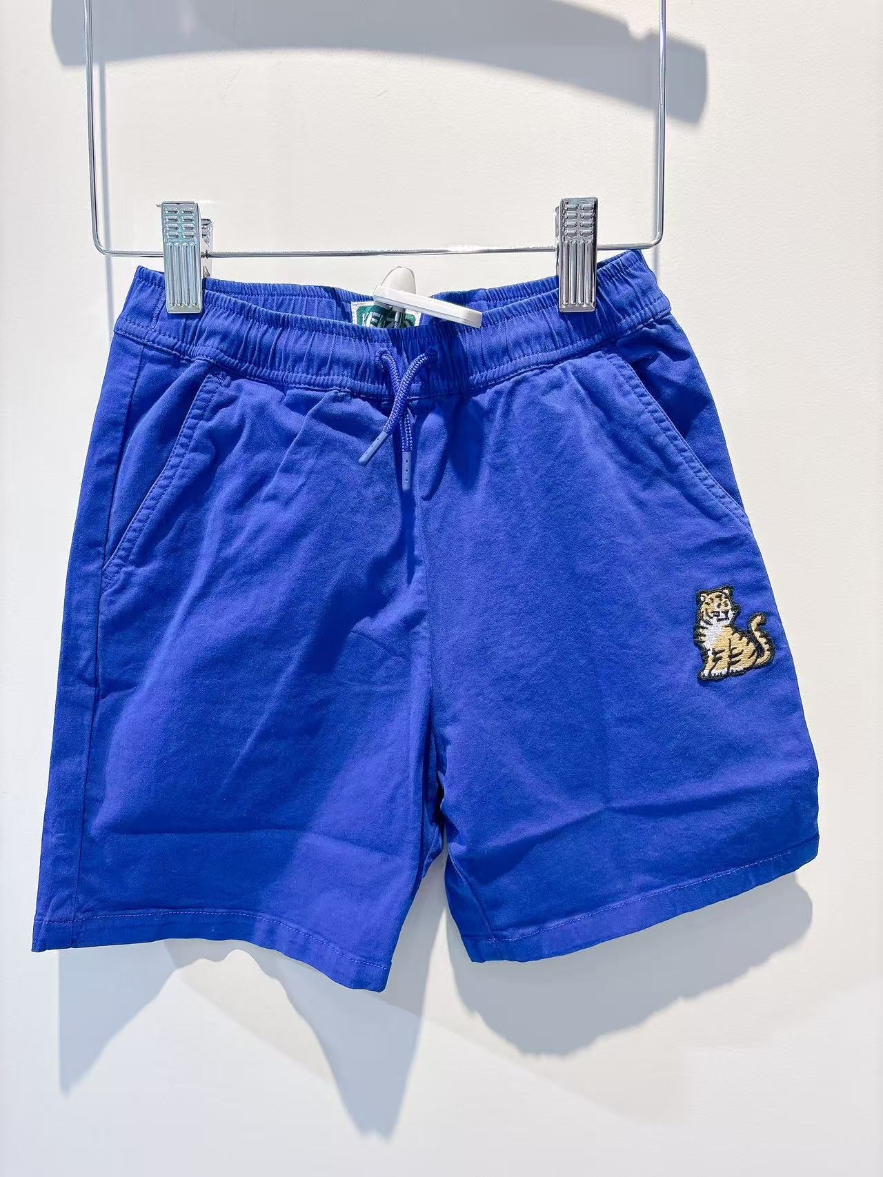 Kenzo Kids Blue Embroidered Cotton Shorts