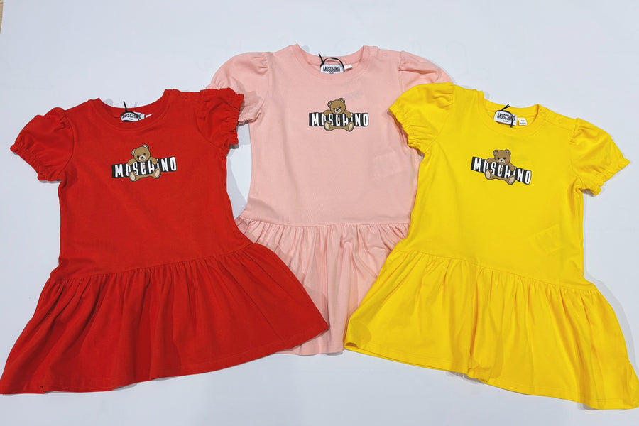 Moschino Baby Girls Cotton Jersey Teddy  Bear Logo Dress