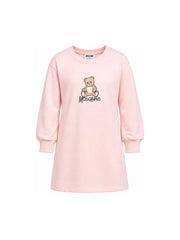 Moschino Kids Pink Sweat Dress with Bear Print