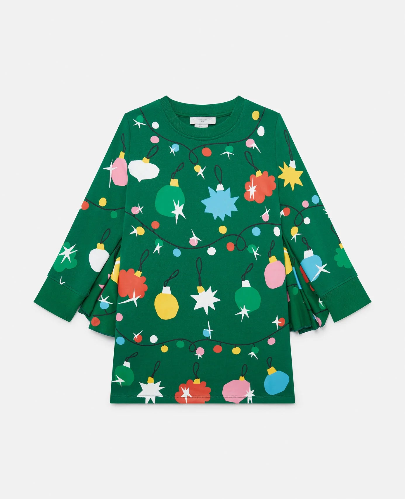 Stella Mccartney Kids Green Dress with Christmas Print