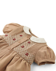 Gingersnaps Baby Marjorie Hand-Smocked Dress with Cherry Bullion Hand Embroidery