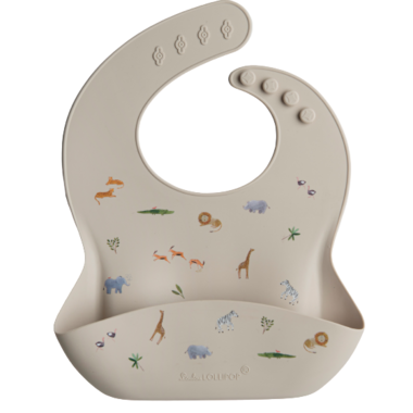 Loulou Lollipop Silicone Bib Safari