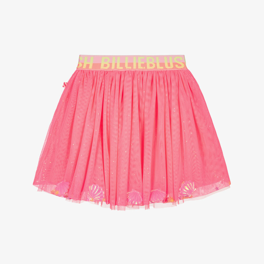 Billieblush Girls Bright Pink Tulle Skirt with Seashells