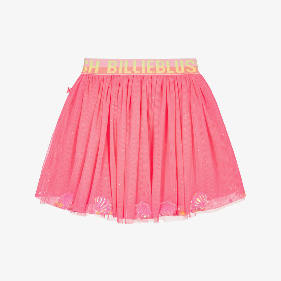 Billieblush Girls Bright Pink Tulle Skirt with Seashells