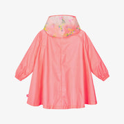 Billieblush Girls Coral Pink Raincoat with Printed Hood