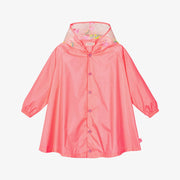 Billieblush Girls Coral Pink Raincoat with Printed Hood