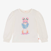 Billieblush Girls Ivory Cotton Jersey Top