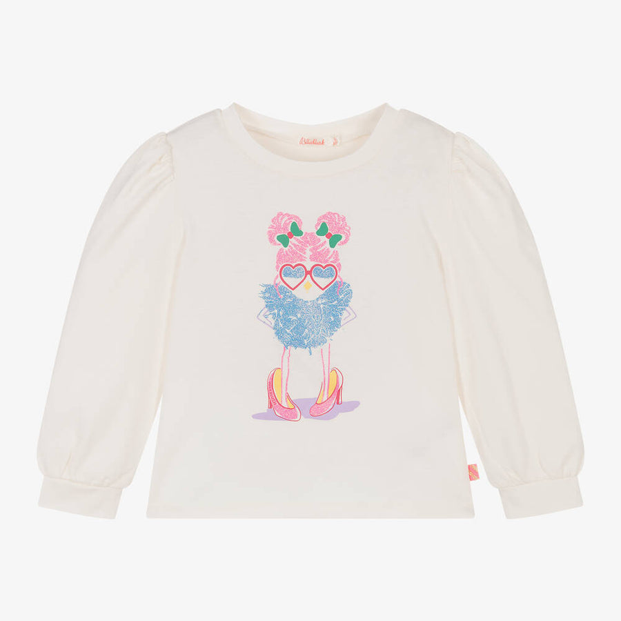 Billieblush Girls Ivory Cotton Jersey Top
