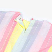 Billieblush Girls Lilac Pink & Yellow Cotton Dress with Silver Stripes