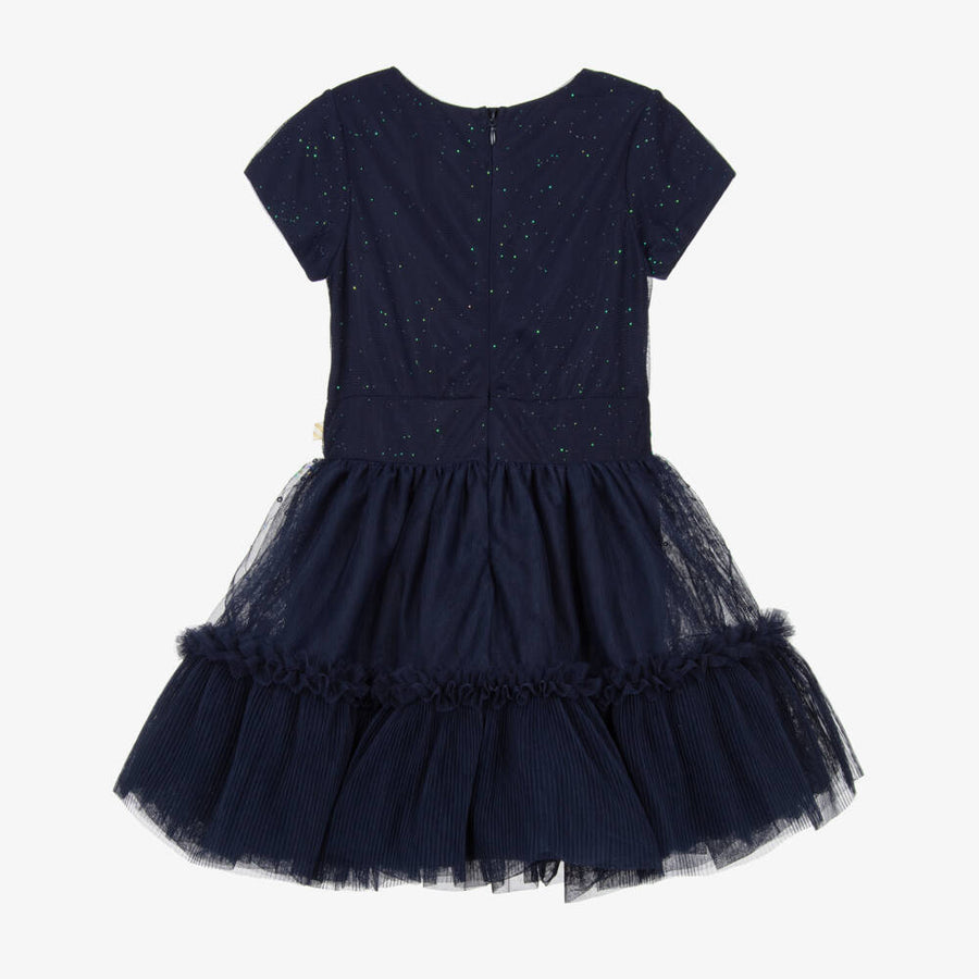 Billieblush Girls Navy Blue Sequinned Tulle Dress