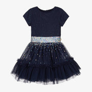 Billieblush Girls Navy Blue Sequinned Tulle Dress