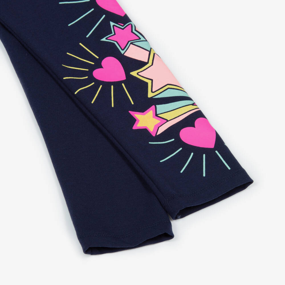 Billieblush Girls Navy Blue Stars & Hearts Leggings