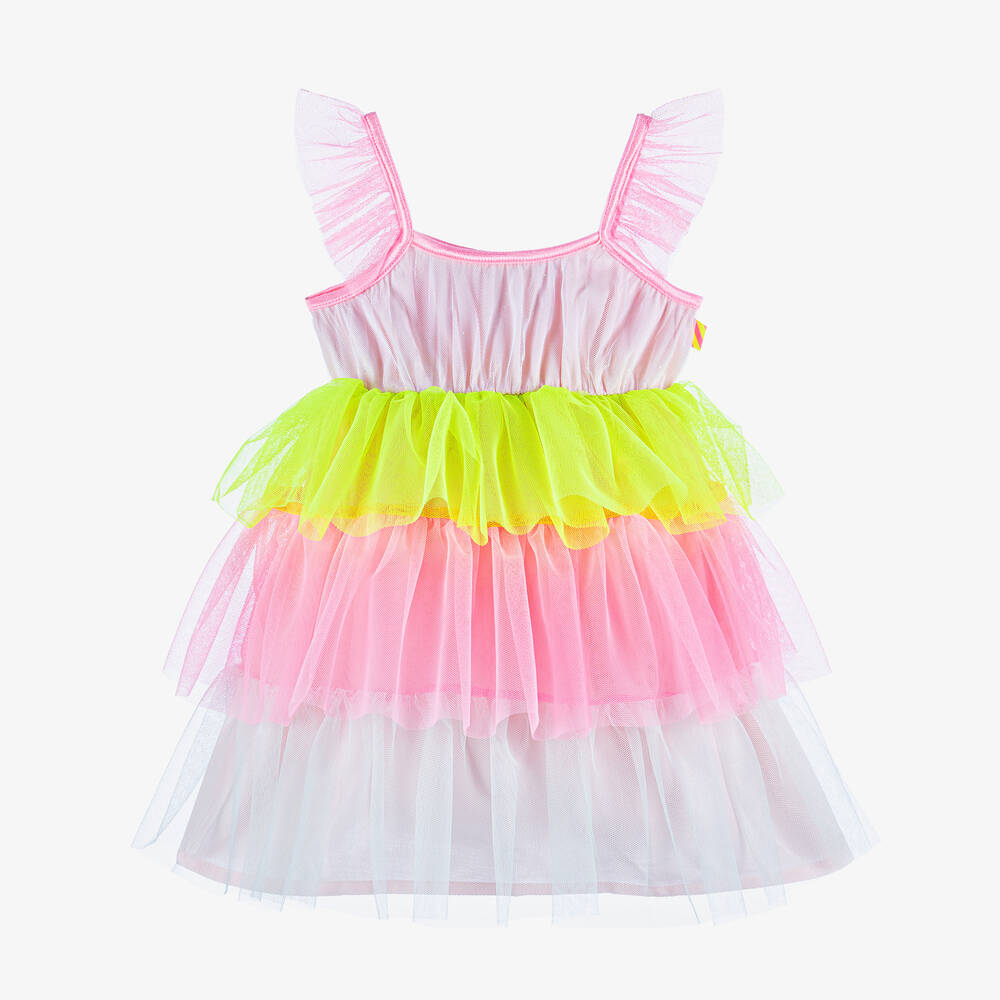 Billieblush Baby Girls Neon Pink Tiered Tulle Dress