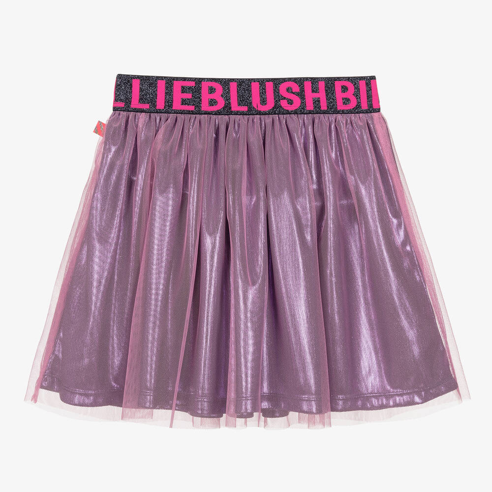 Billieblush Pink Mesh Skirt With A Lining In A Merallic Effect