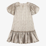 Billieblush Ceremony Girls Shiny Metallic Gold Pleated Dress