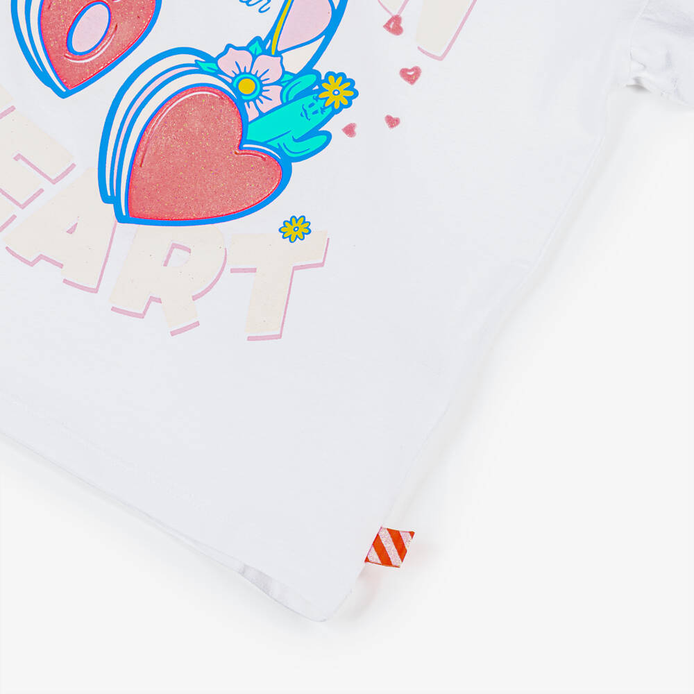 Billieblush Girls White Cotton Headphones T-Shirt