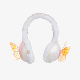 Billieblush Girls White Faux Fur Earmuffs with Butterfly Detail