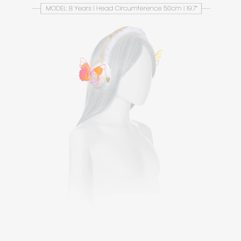 Billieblush Girls White Faux Fur Earmuffs with Butterfly Detail