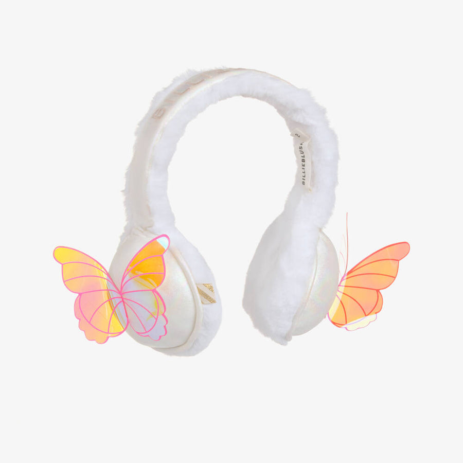 Billieblush Girls White Faux Fur Earmuffs with Butterfly Detail