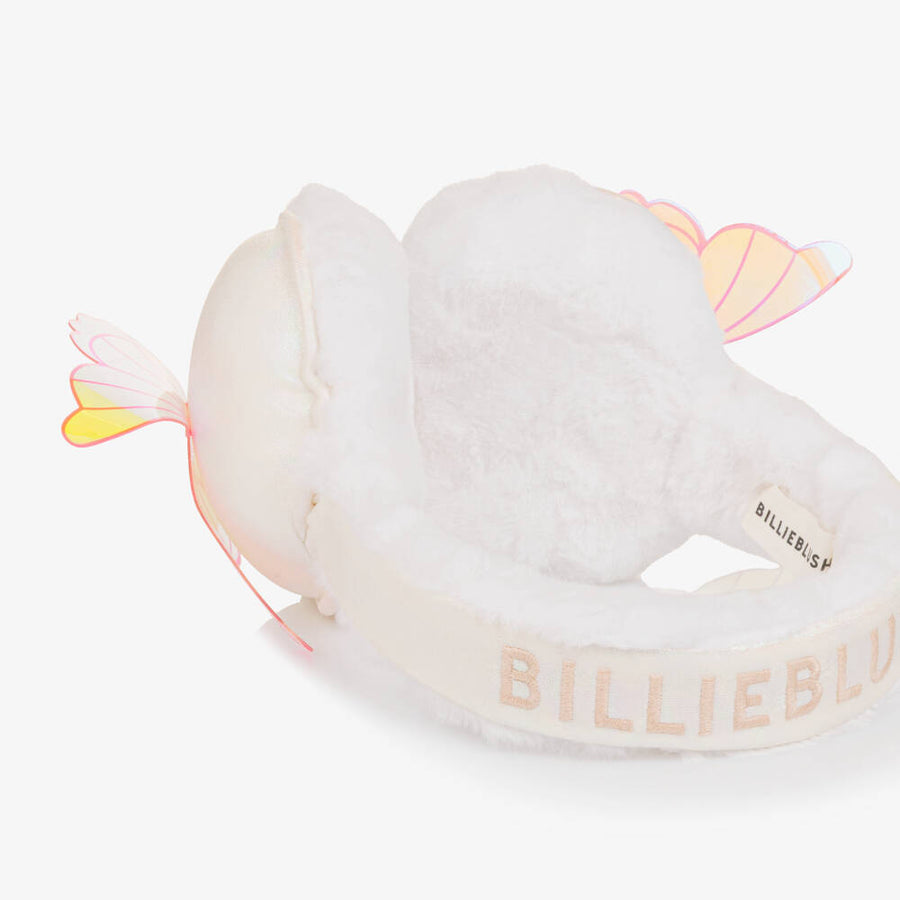 Billieblush Girls White Faux Fur Earmuffs with Butterfly Detail