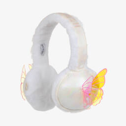 Billieblush Girls White Faux Fur Earmuffs with Butterfly Detail