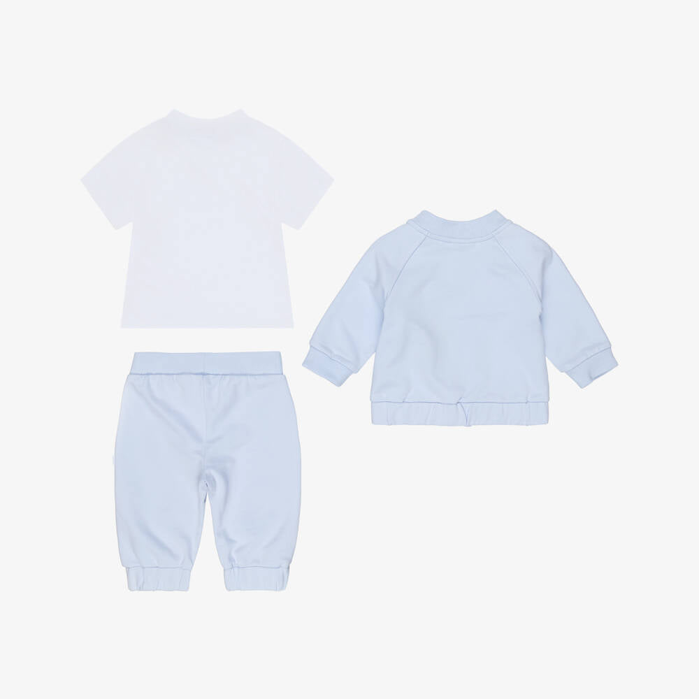 Boss Baby Boys Pale Blue Cotton Double B Tracksuit Giftbox Set