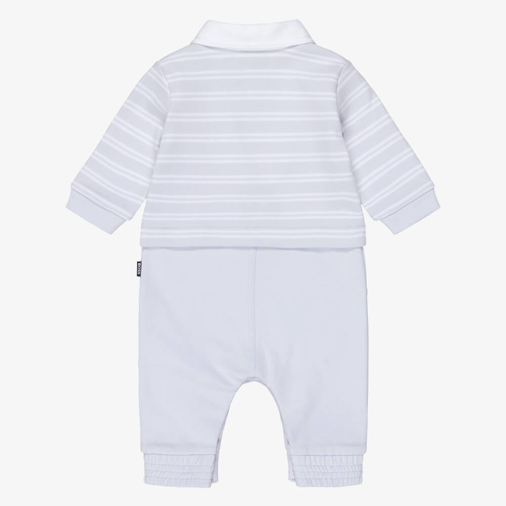 Boss Striped 2in1 Coverall with Polo Collar Gift Box Set