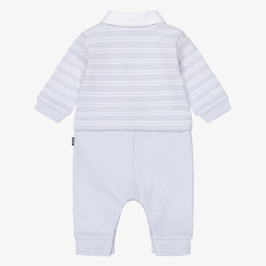 Boss Striped 2in1 Coverall with Polo Collar Gift Box Set