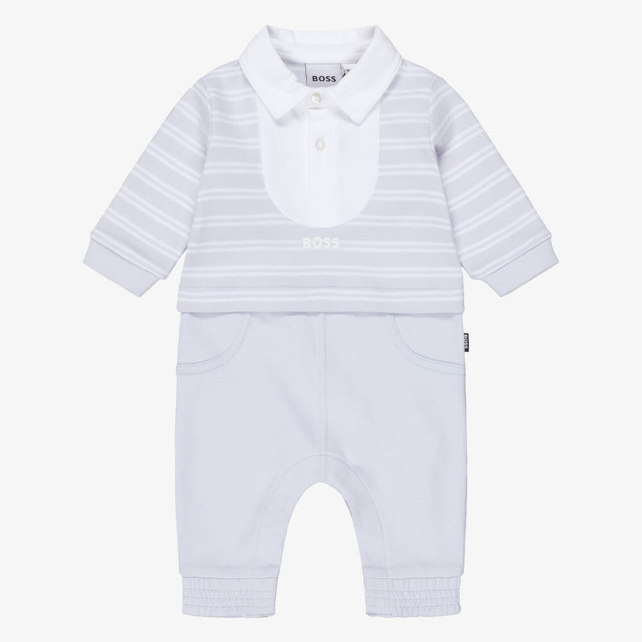 Boss Striped 2in1 Coverall with Polo Collar Gift Box Set