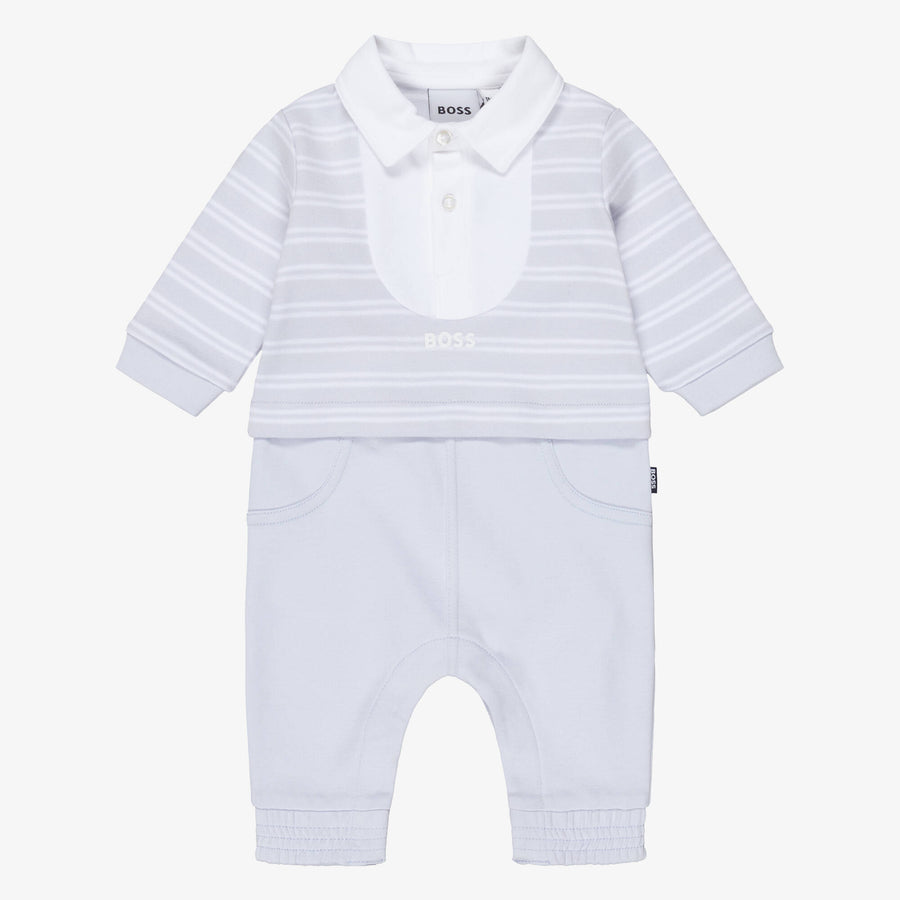 Boss Striped 2in1 Coverall with Polo Collar Gift Box Set