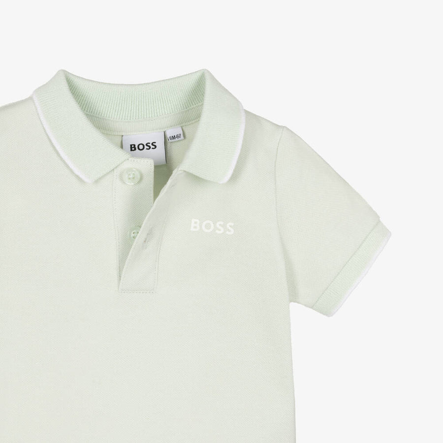 Boss Baby Boys Pale Green Cotton Piqué Polo Shirt