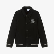 Boss Boys Black Cotton Jersey Varsity Jacket