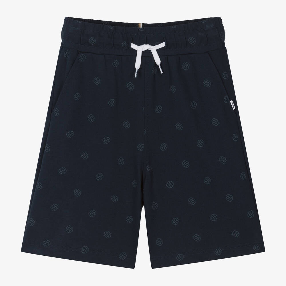 Boss Boys Navy Blue Cotton Piqué Shorts