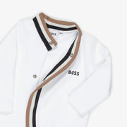 Boss White Cotton Jersey Babysuit Gift Box Set
