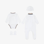Boss White Cotton Jersey Babysuit Gift Box Set