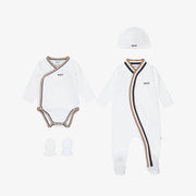 Boss White Cotton Jersey Babysuit Gift Box Set