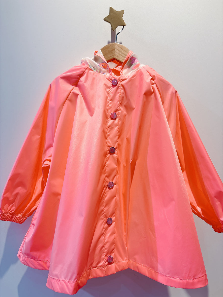 Billieblush Girls Coral Pink Raincoat with Printed Hood