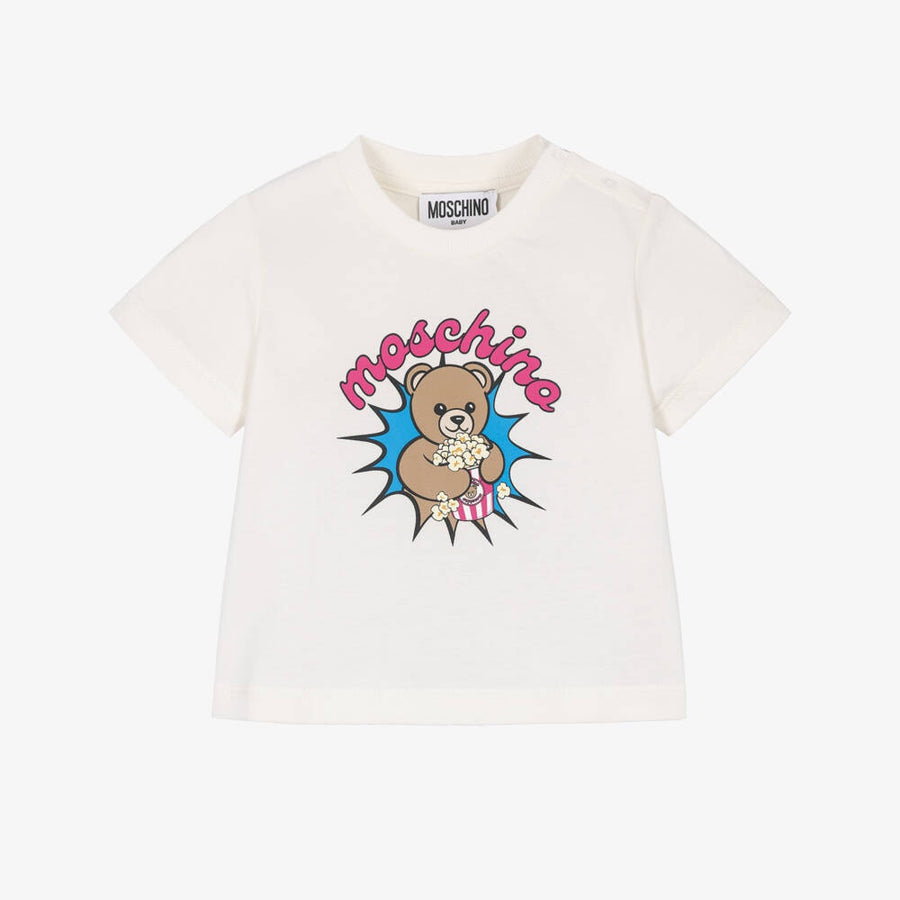 Moschino Popcorn Teddy Bear Maxi T-Shirt in Ivory