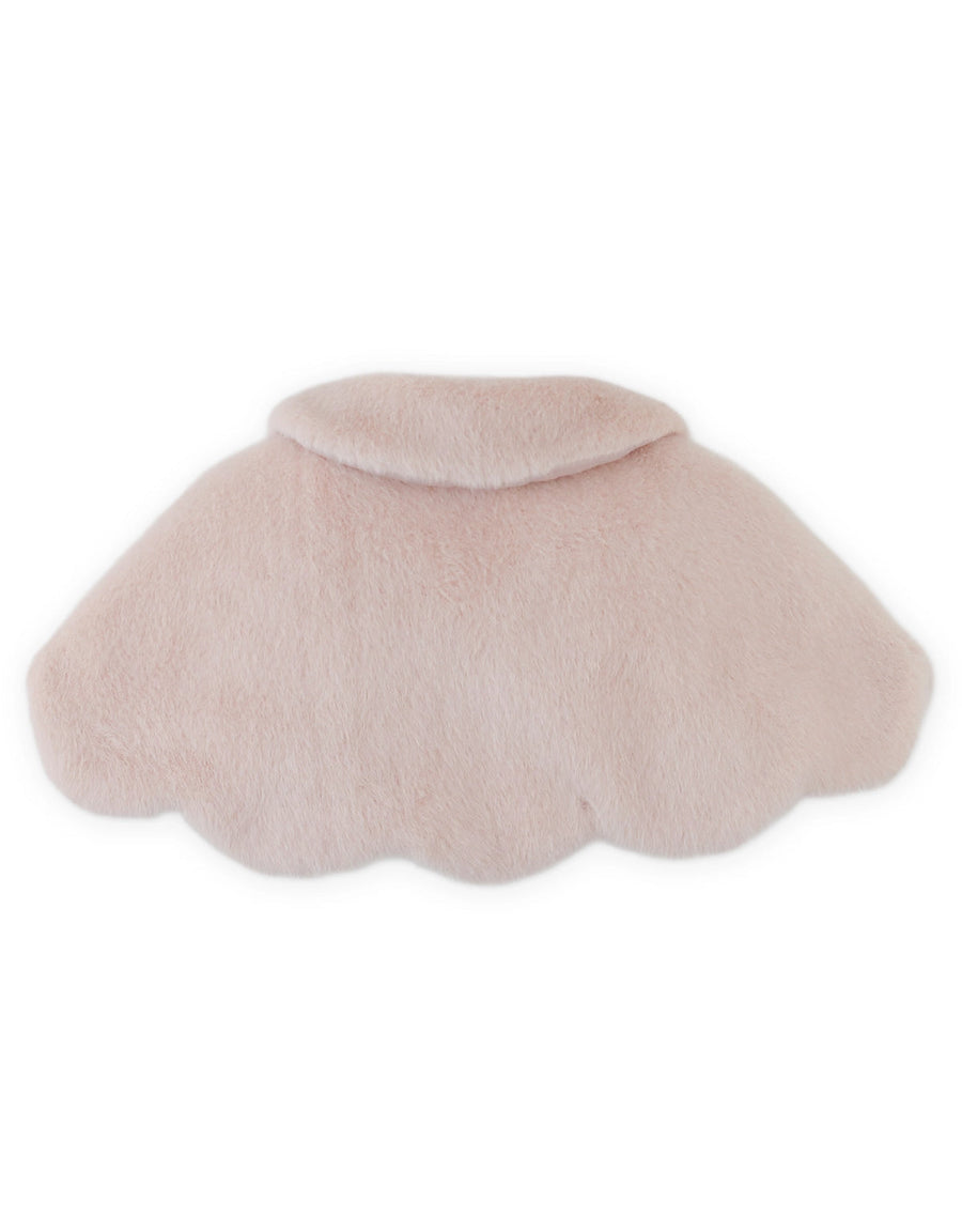 Gingersnaps  Baby Elaine Scalloped-Edge Faux Fur Capelet with Braided Ties and Pom-Poms